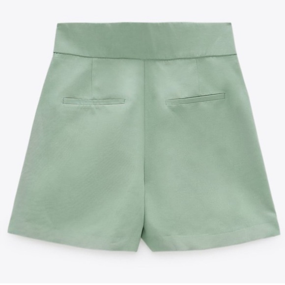 Zara | Mint Green Linen Shorts - Picture 4 of 6